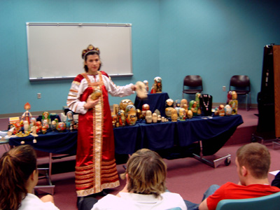 Ludmila Chapman teaching the History of Matryoshka Dolls.